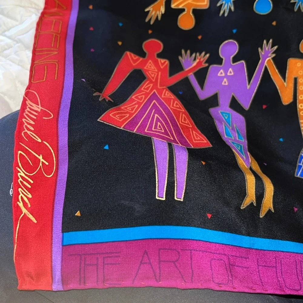 Laurel Burch silk Colorful Geometric Pattern Scarf 34” square